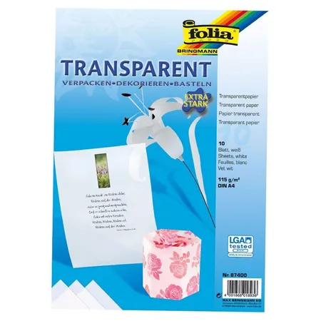 Folia Transparentpapier, A4, 10 Blatt, weiß
