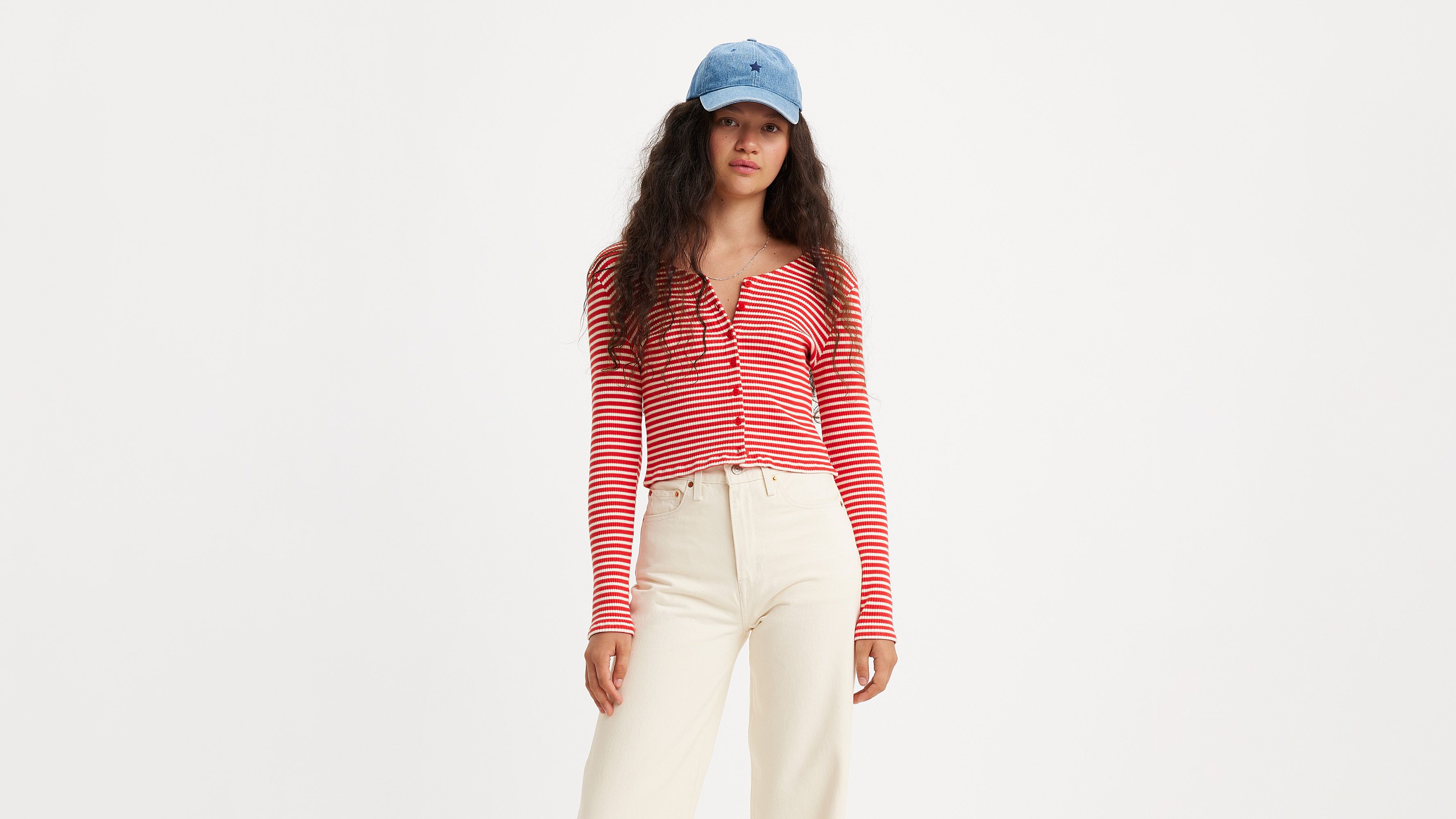 T-shirt manches longues Monica - Penny Stripe Script Red - Rouge