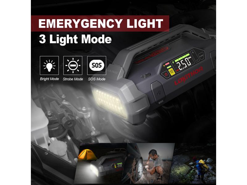 Lokithor Jump Starter und Luftpumpe 12V/ 2000A 4in1 Powerpack Multifunktionsgerät