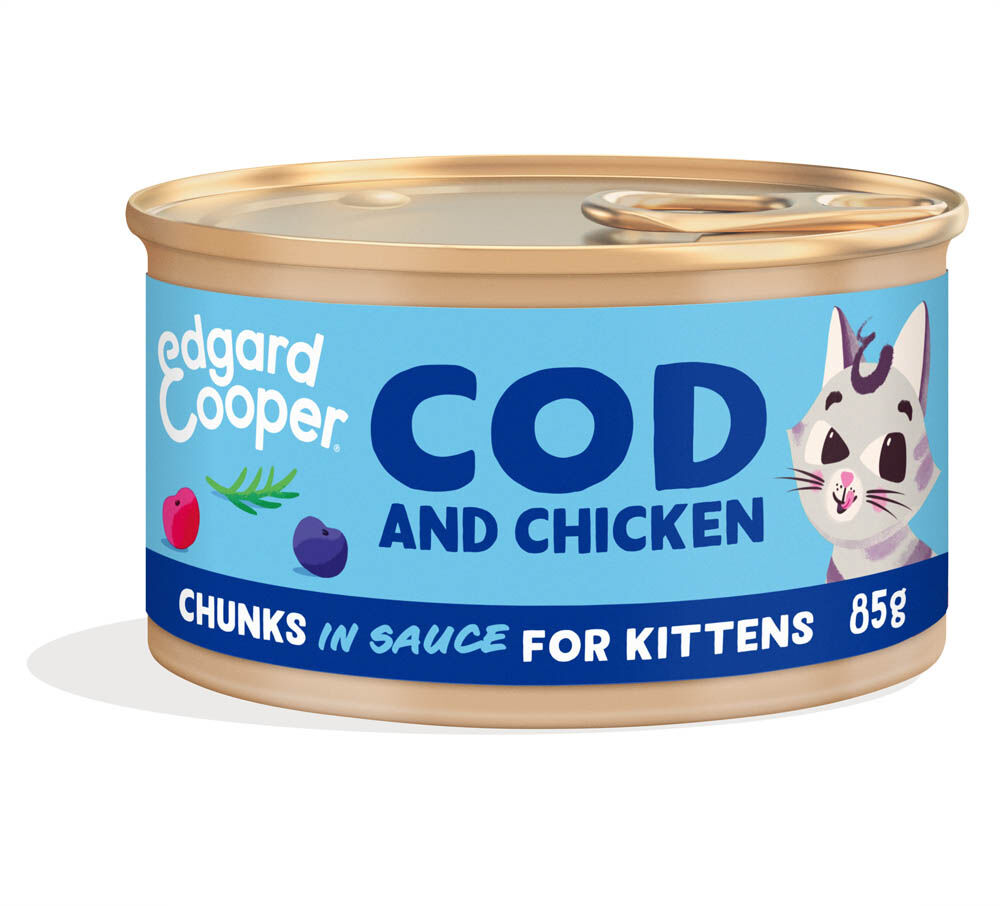 Edgard & Cooper Stukjes in saus - Kattenvoer - 85 Gram - kip, kabeljauw