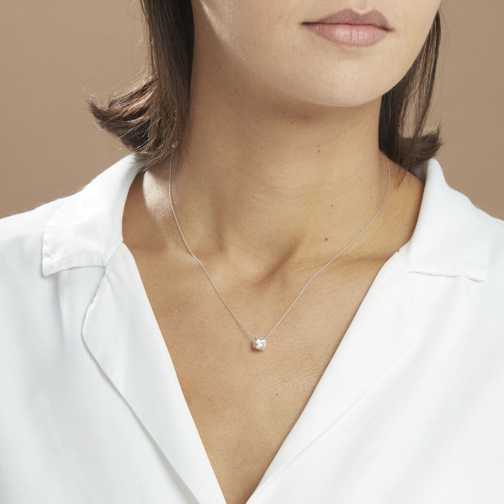 Collier Collection Aphrodite Or Blanc Diamant Synthetique