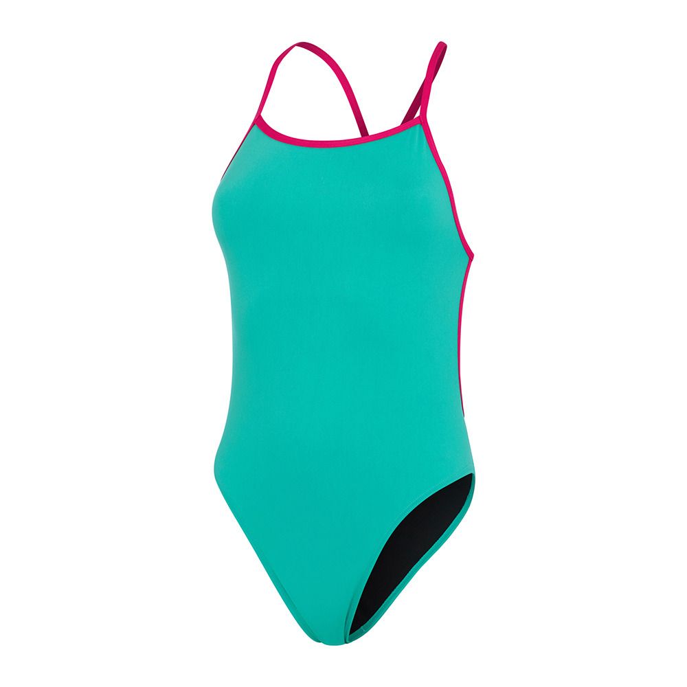 Speedo SOLID V-BACK - Maillot de bain 1 pièce Femme greyenpink