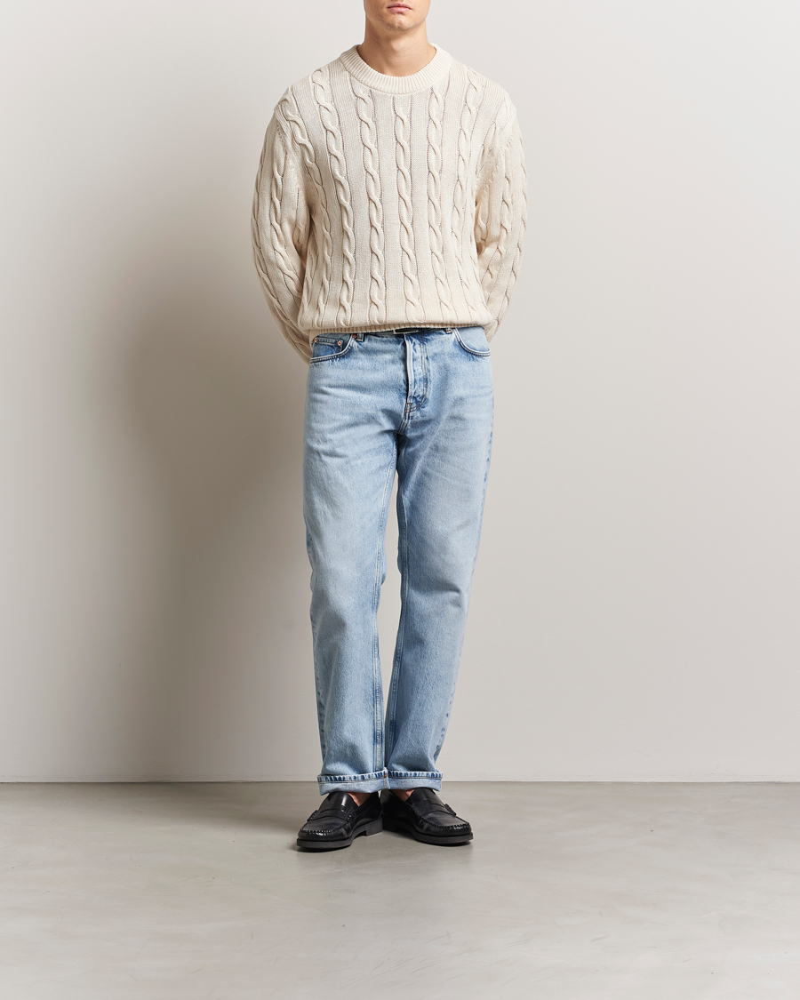 GANT 240 Mulberry Street Cable Crew Neck Sweater Cream