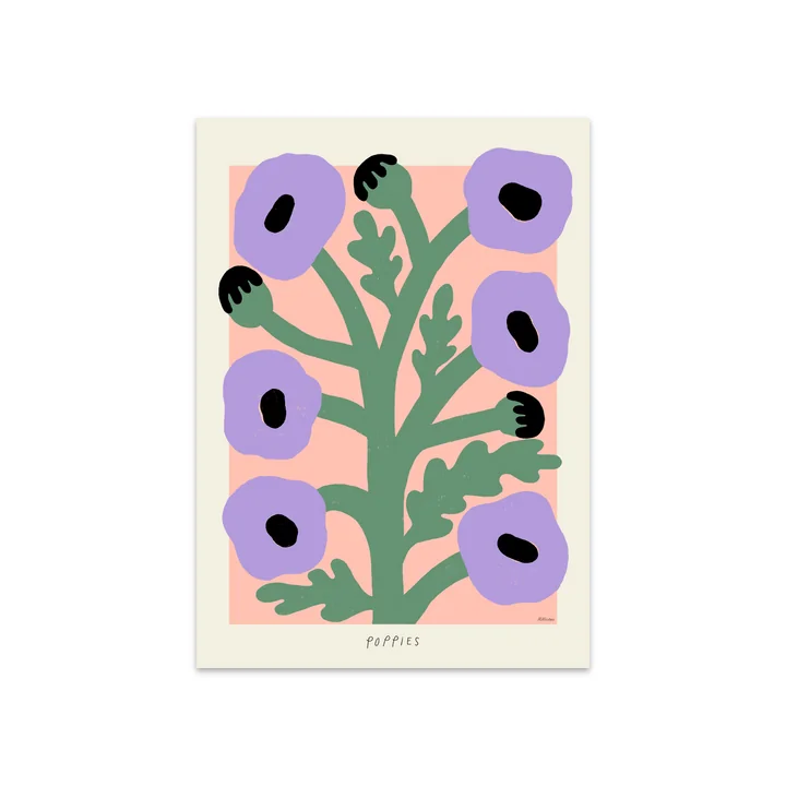 The Poster Club - Purple Poppies von Madelen Möllard, 50 x 70 cm