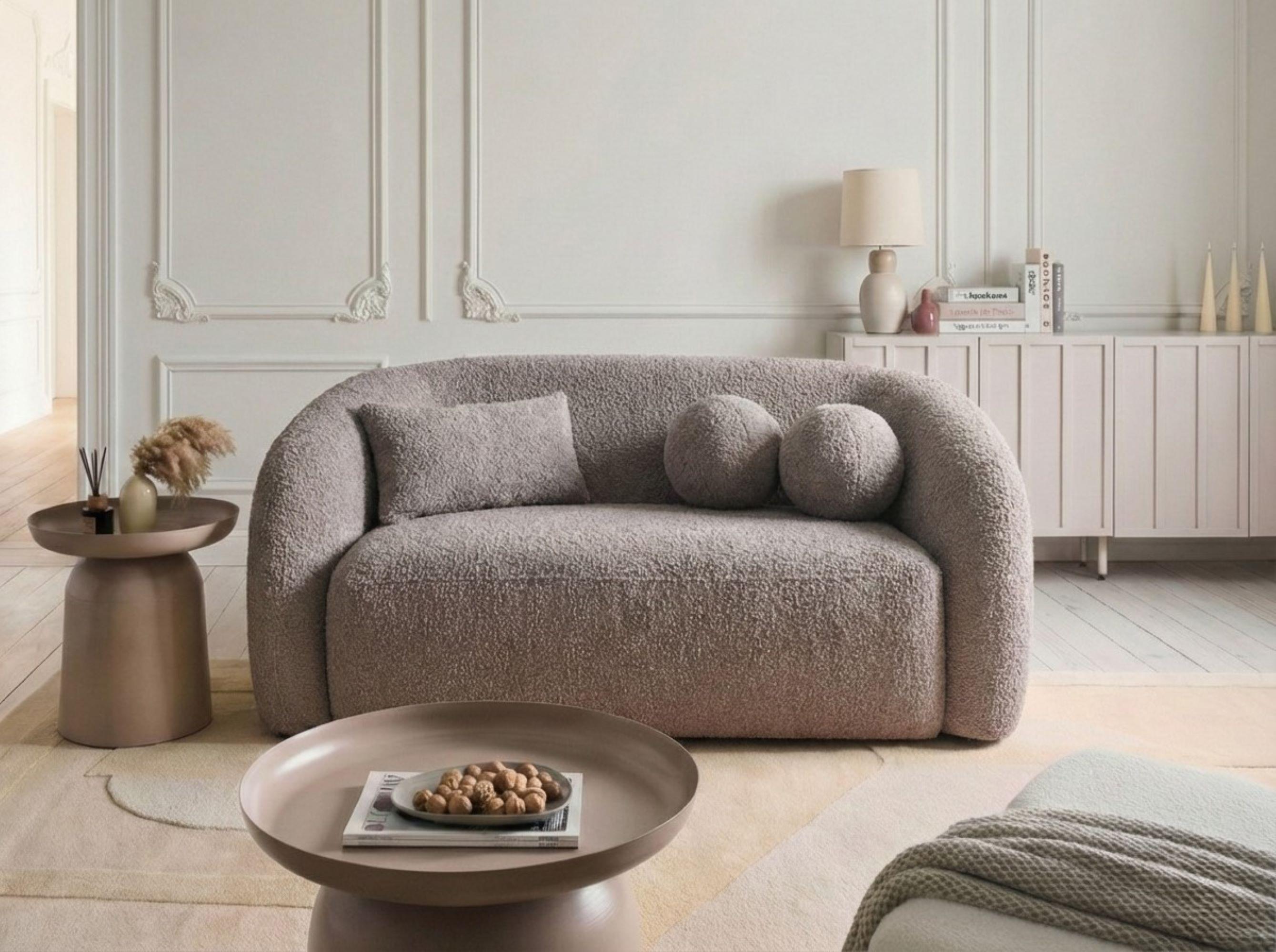 Bank 2-zits EGEDAAL Bouclé Taupe