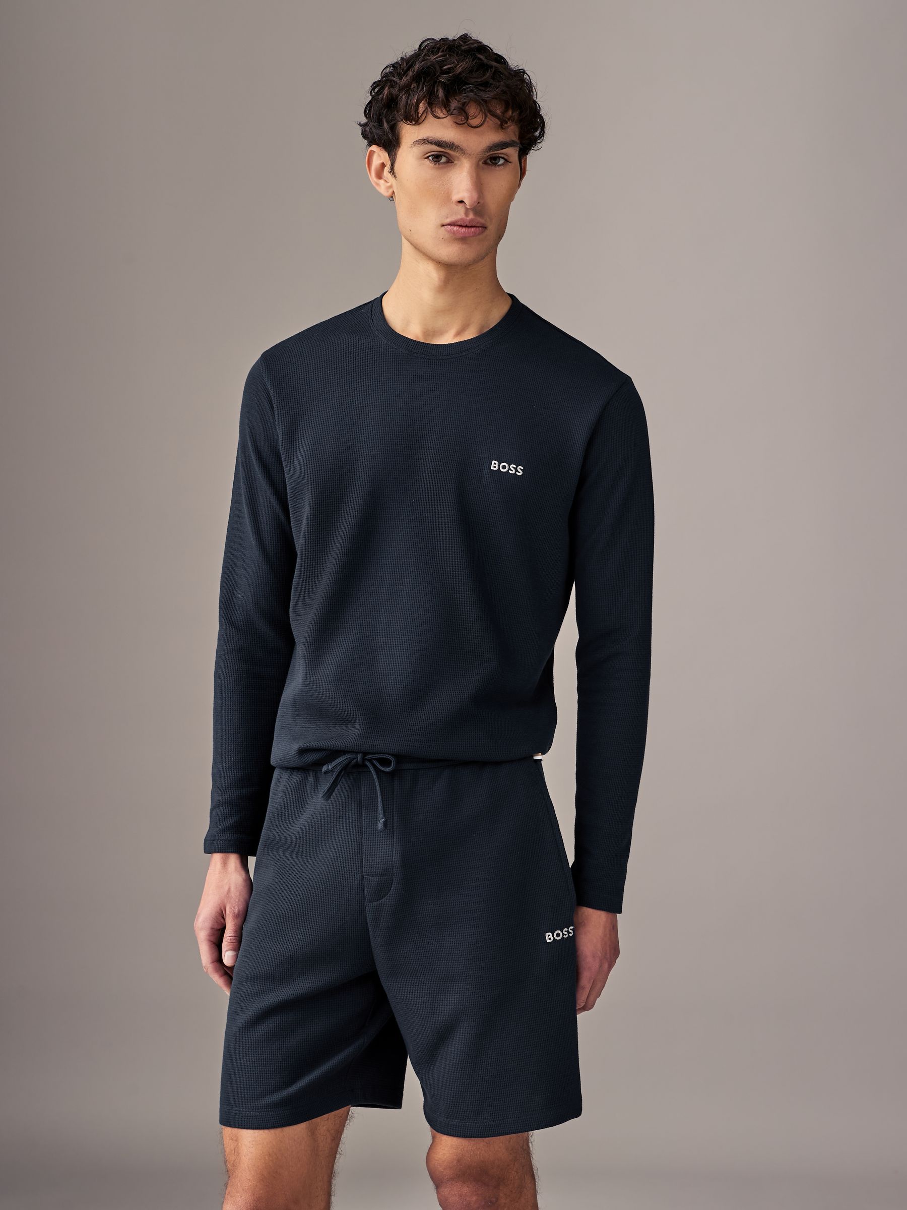 Donkerblauw - BOSS Waffle Shorts
