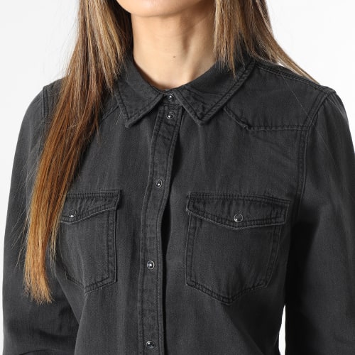 Chemise Jean Manches Longues Femme Maria Noir