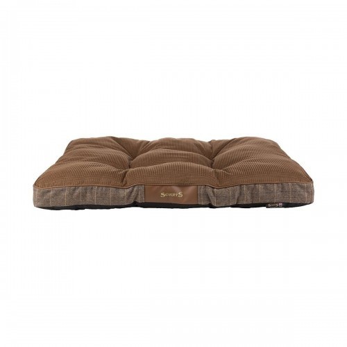 Tapete/cama para animais de estimação com laterais em tweed, cor castanha.