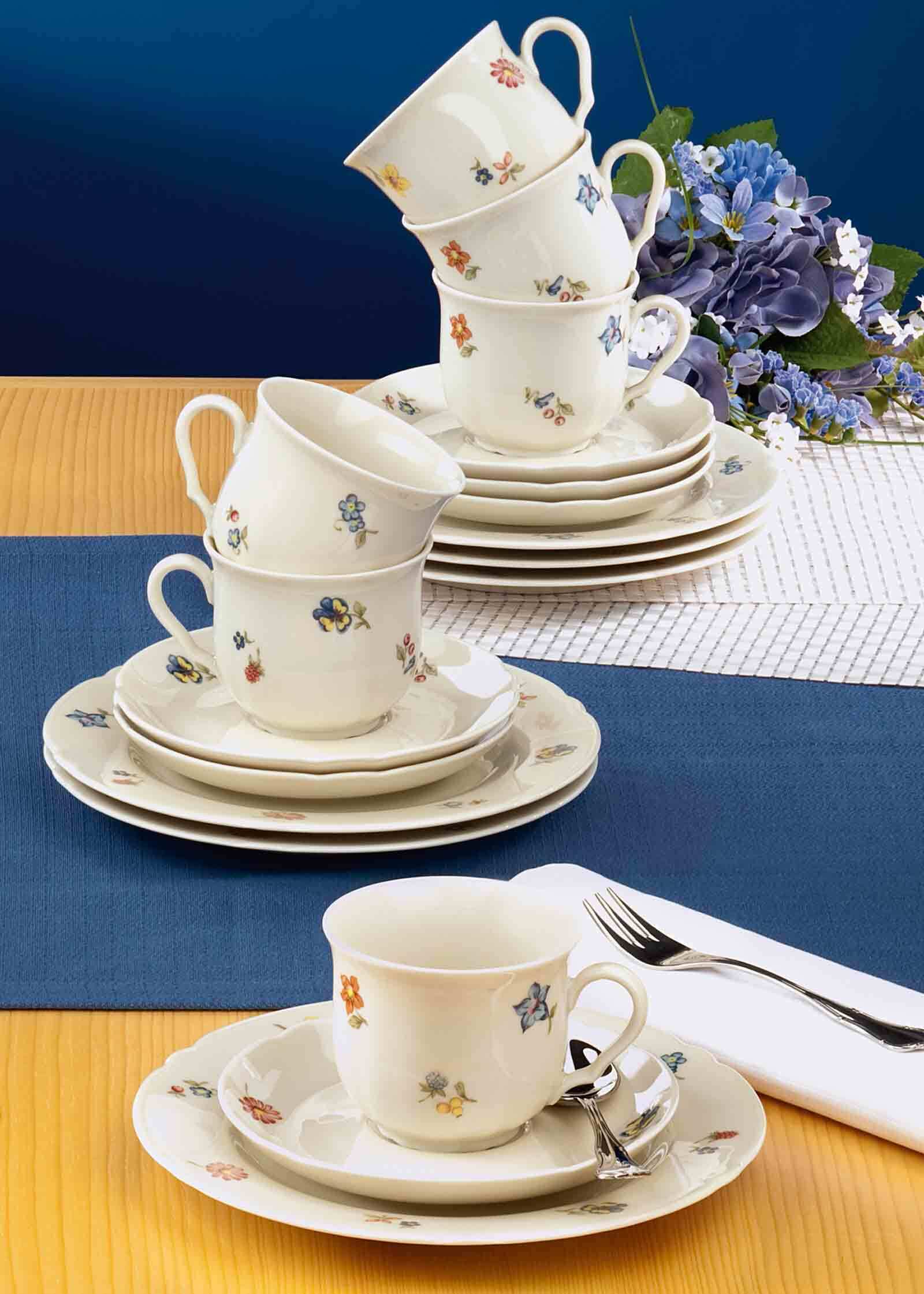 Seltmann Weiden Kaffeeservice Marieluise Elfenbein Blütenmeer 18er Set