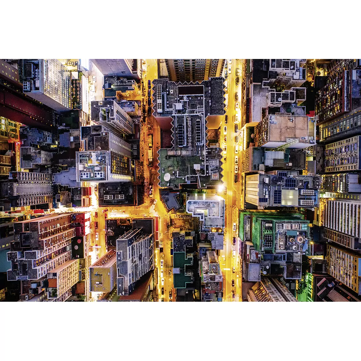 Kunstdruck Bild DB 116x78 City from Above anthrazit,gelb