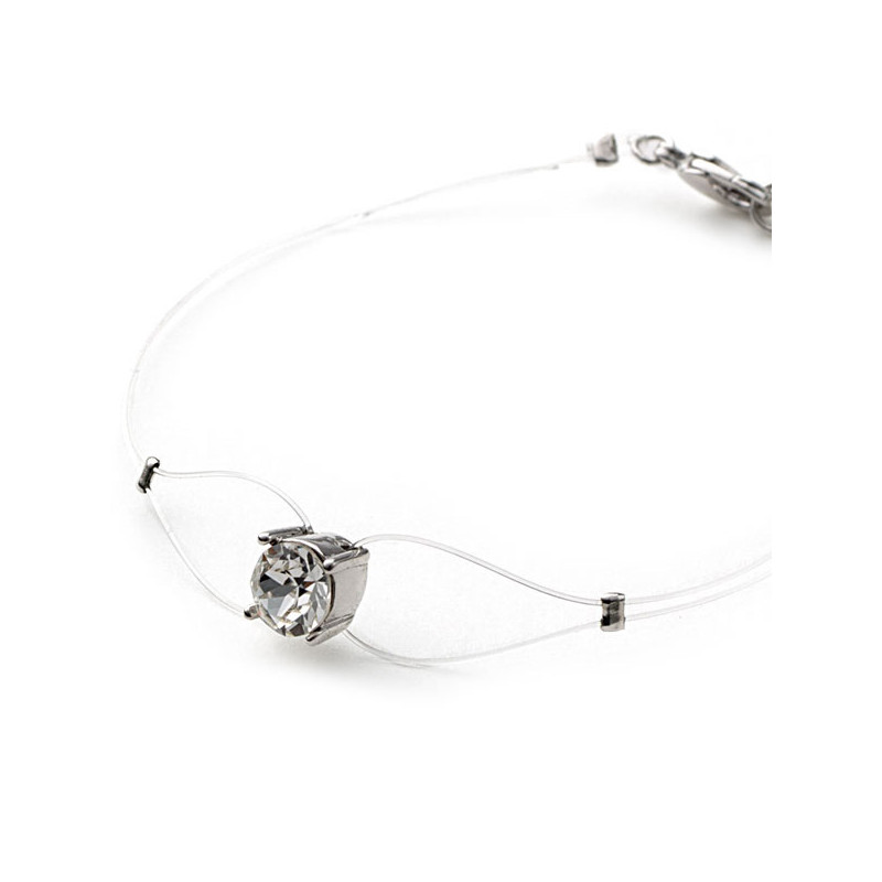 Bracelet Invisible orné de cristaux de Swarovski Blanc