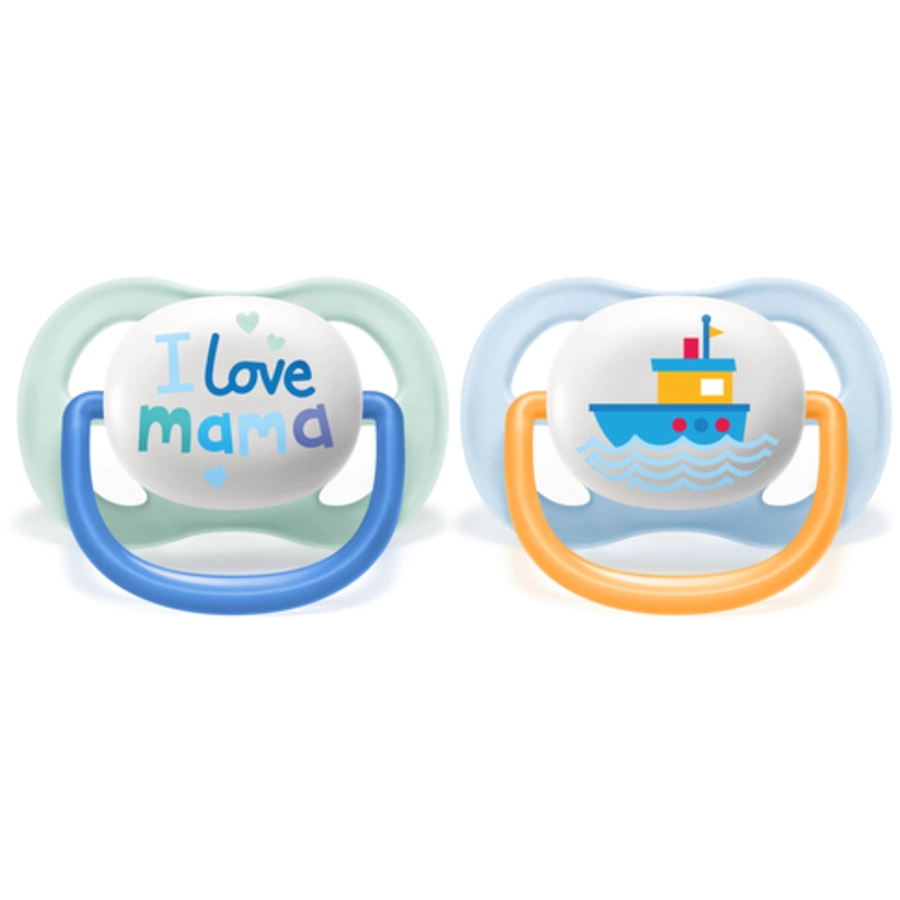 Philips Avent Schnuller ultra air SCF08001 Collection Happy 0-6m Boy MamaBoat im Doppelpack