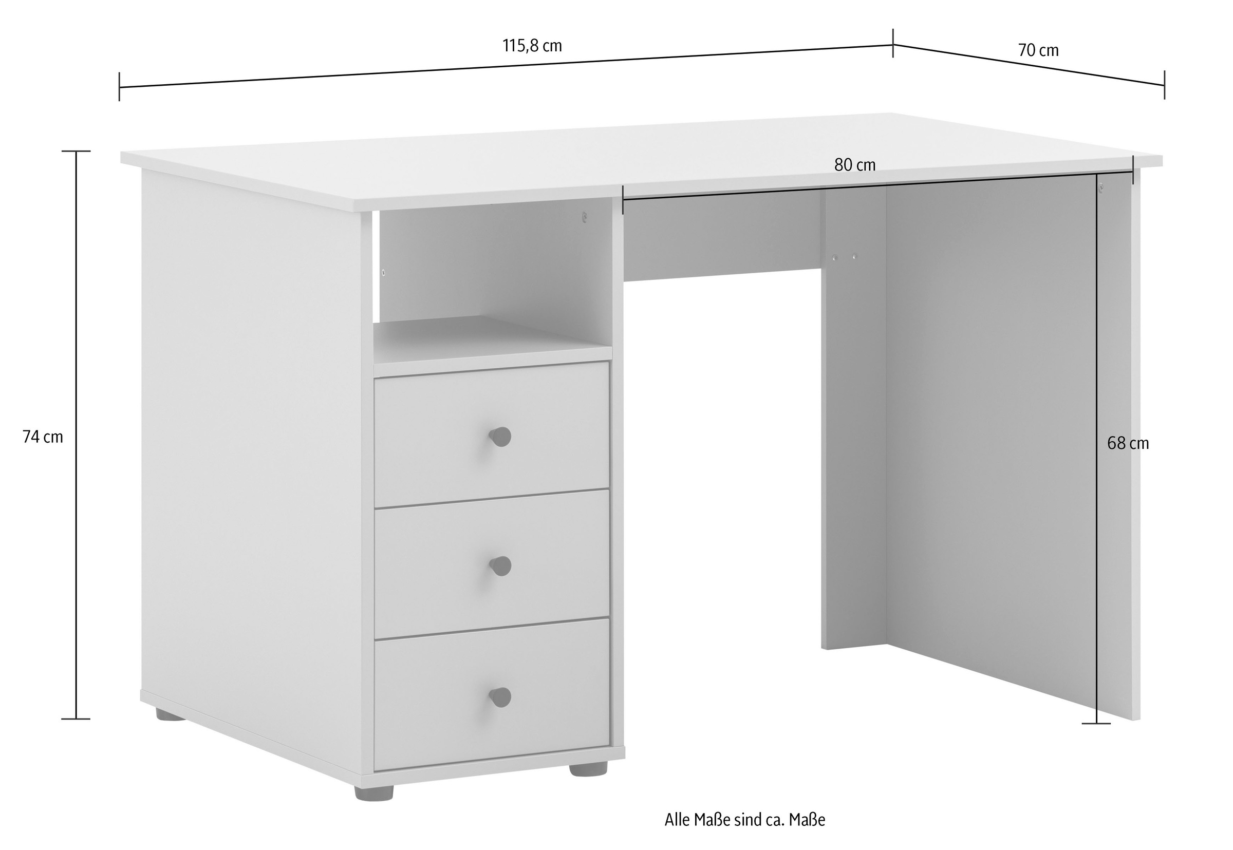Schildmeyer Schreibtisch »Smash, Breite 115 cm« 3 Schubladen mit Teilauszug und Metallbeschlägen