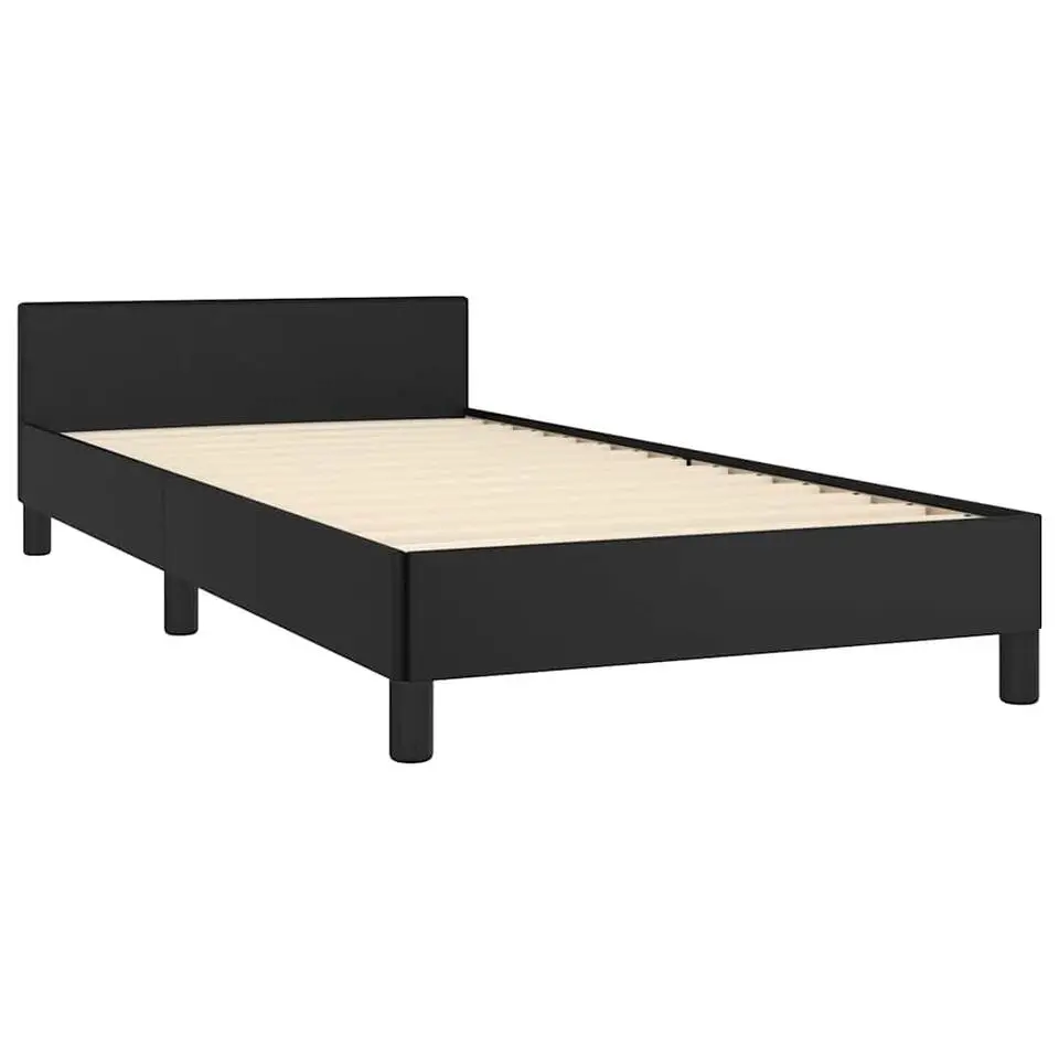 vidaXL - Bed frame met hoofdeinde - Zwart - Kunstleer - 80x200 cm
