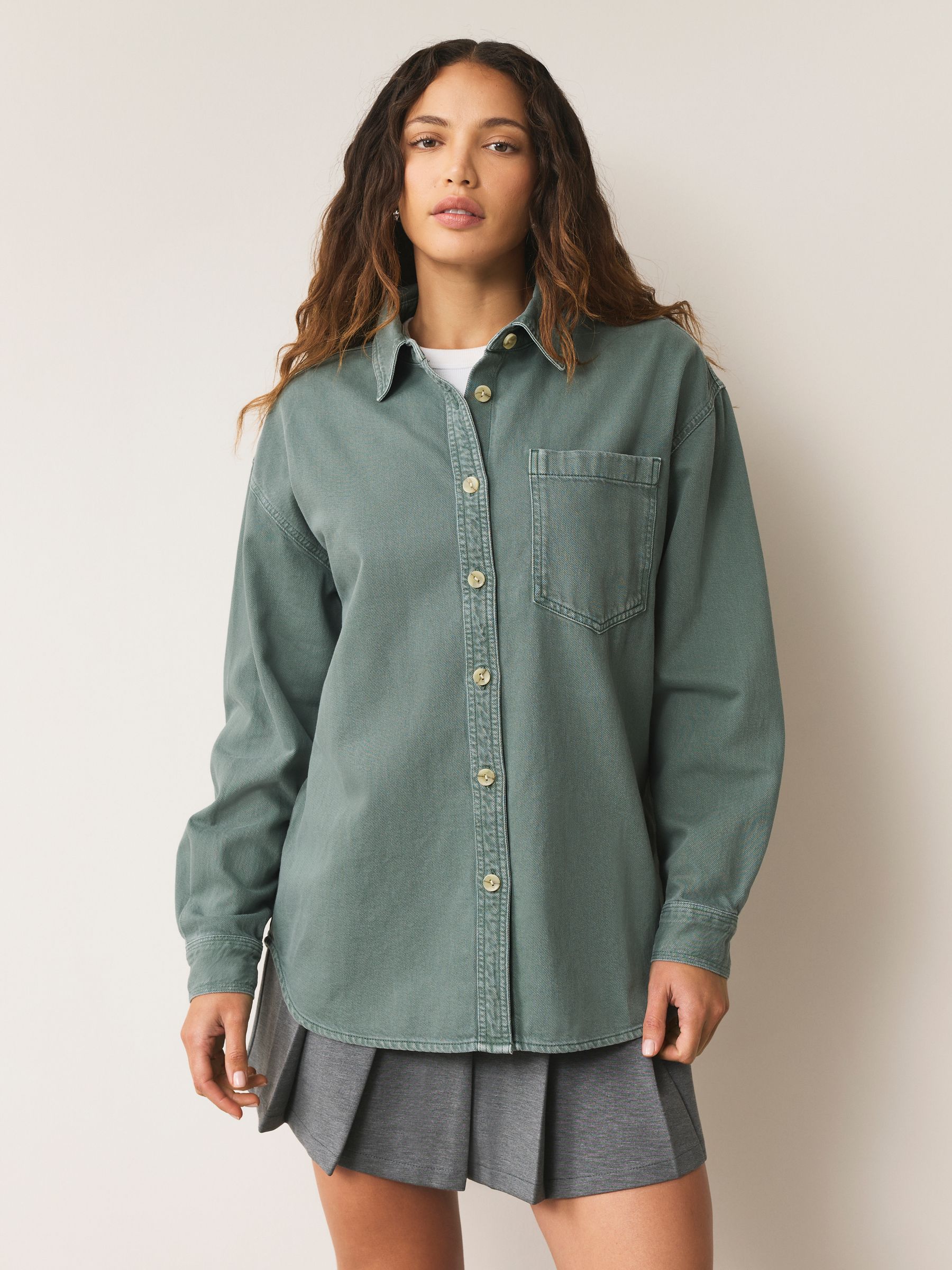 Groen - Oversized denim overhemd