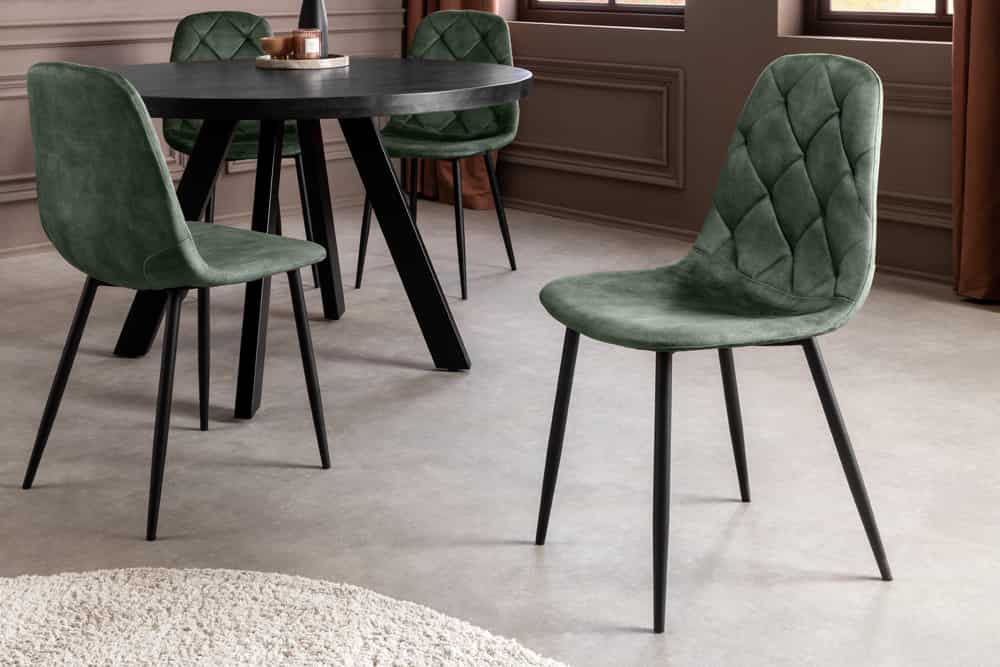 Stilvolles 2er-Set Stühle GLAMM grün Samt schwarze Metallbeine