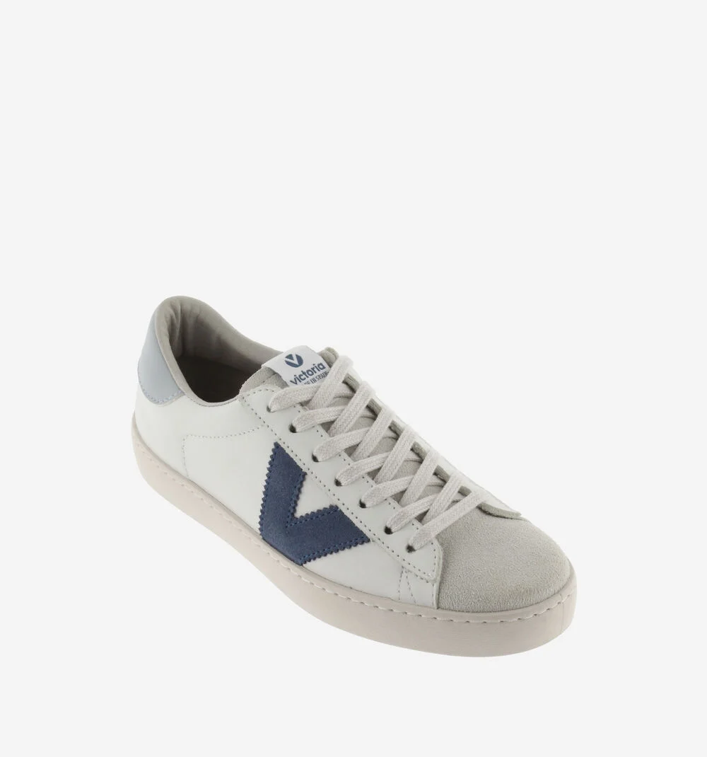 BERLÍN CUIR & CUIR FENDU Baskets blanches unisexes en cuir AZUL