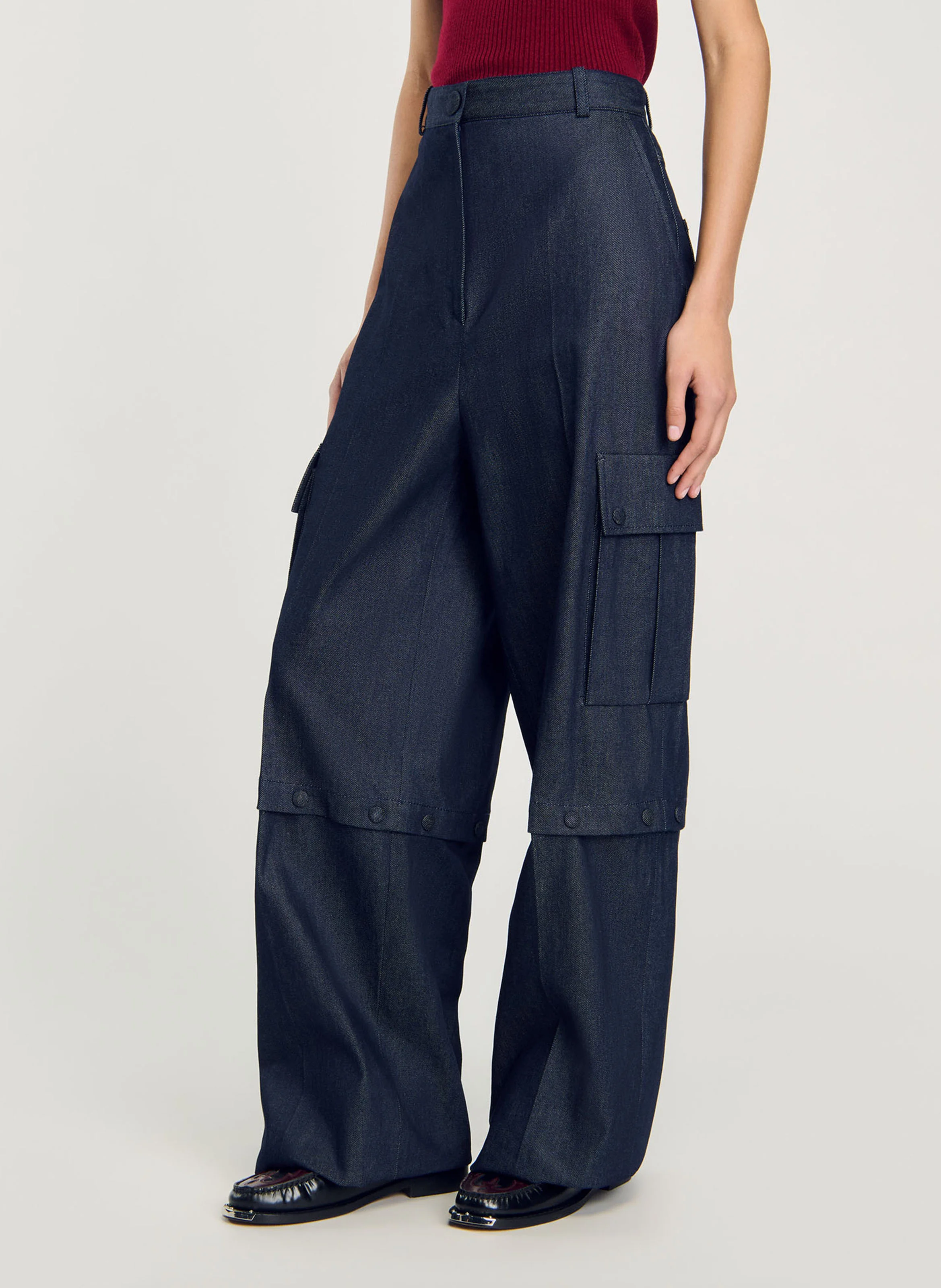 Pantalon large en coton | Bleu