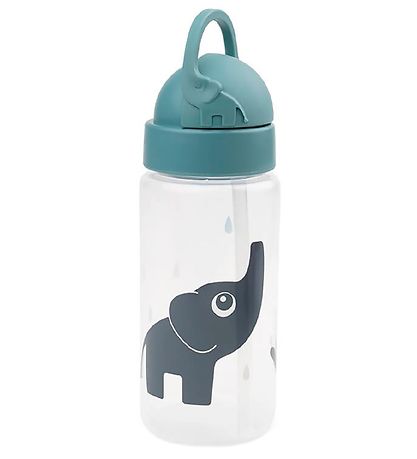 Done by Deer Trinkflasche m. Strohhalme - 350 ml - Elphee - Blau