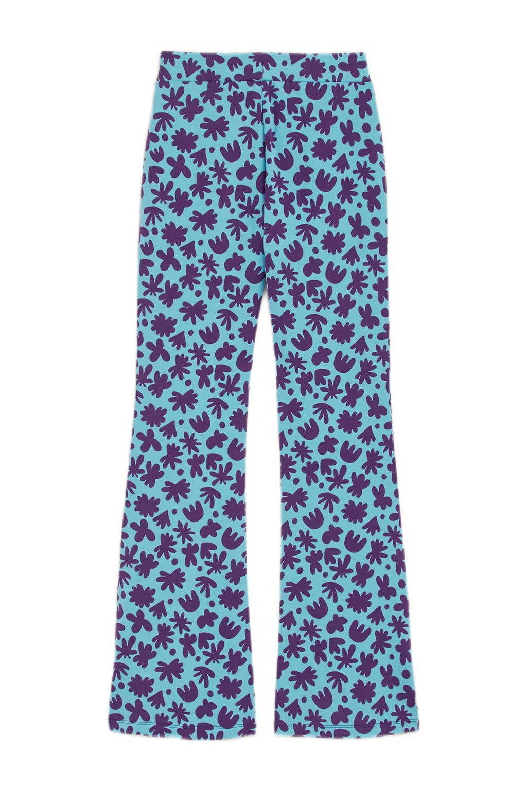WE Fashion broek met all over print lichtblauw/paars