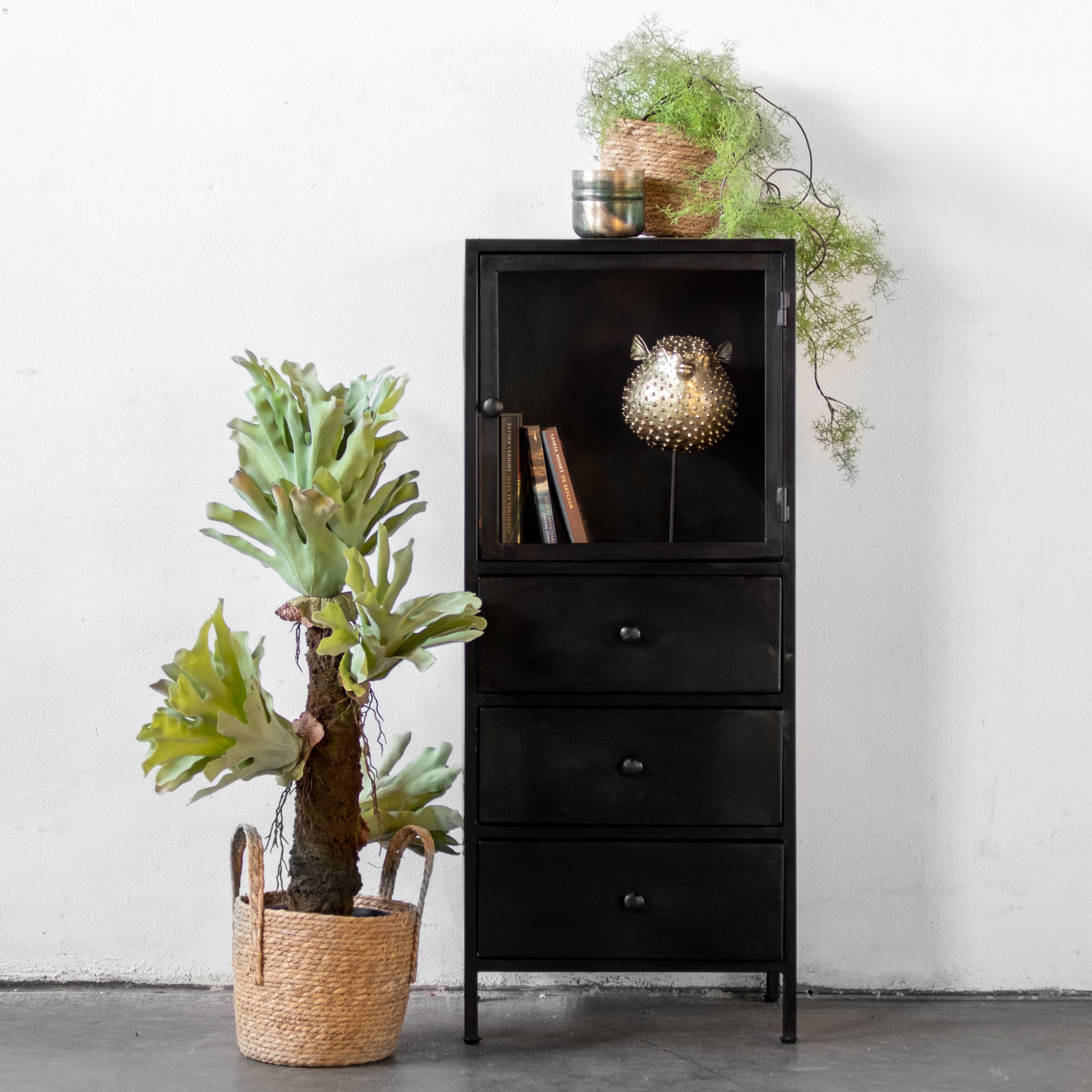 Giga Meubel - Vitrinekast Zwart - 50x35x120cm - Metaal - Kast Djairo