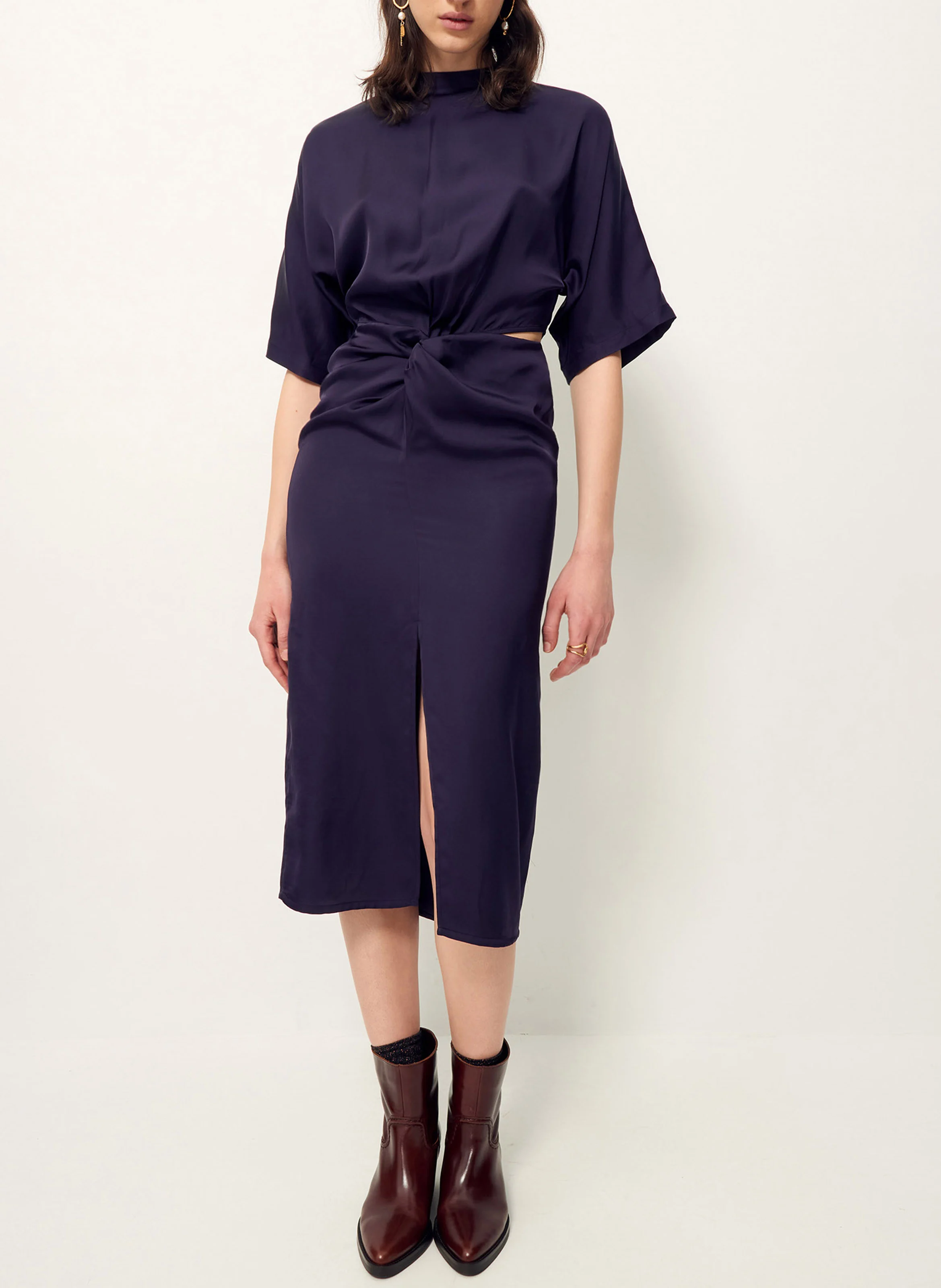 CUMBA - Robe midi col rond | Bleu
