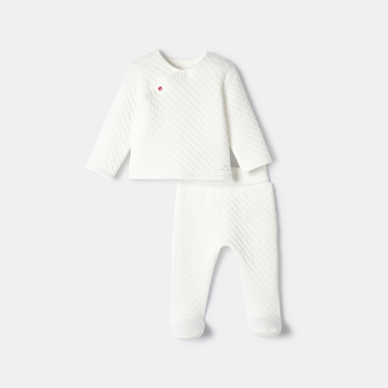 Ensemble en molleton bio blanc naissance Absorba