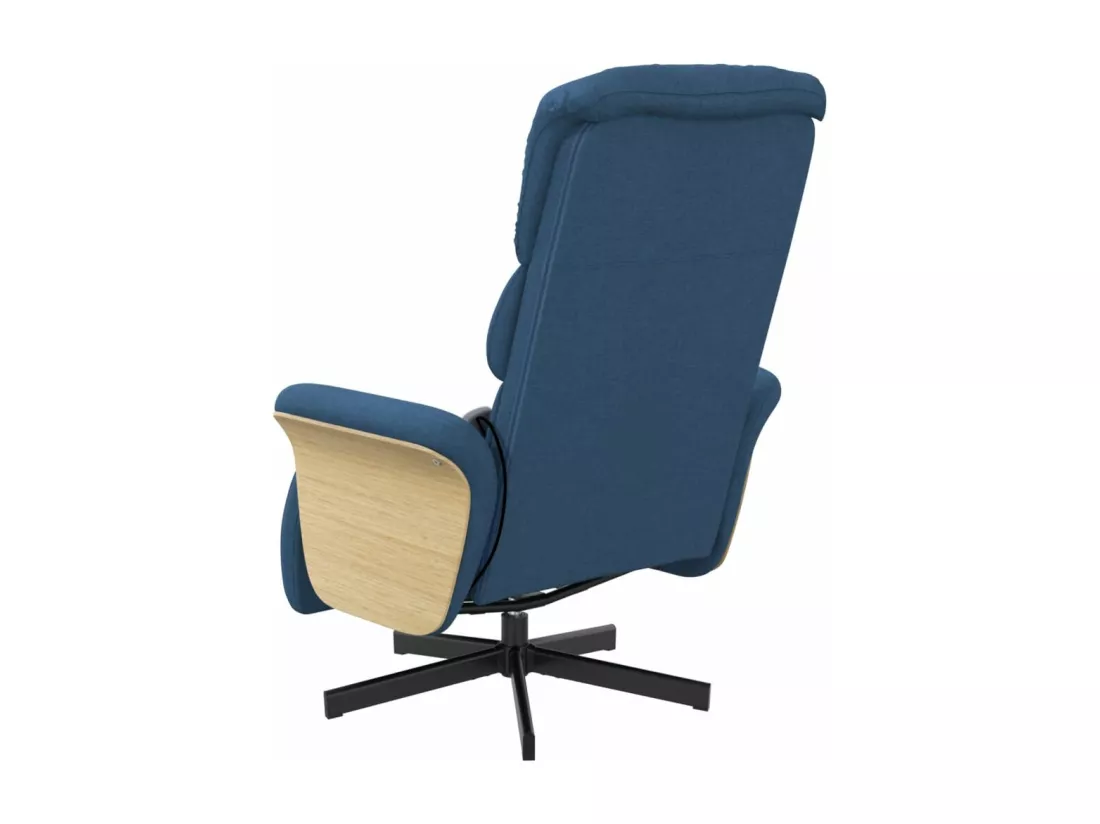 Fauteuil inclinable de massage avec repose-pieds bleu tissu