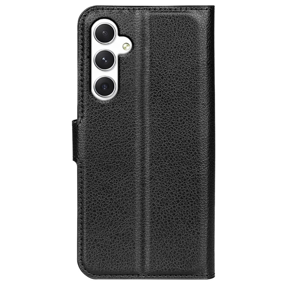Samsung Galaxy S24 Leder Tasche Flip Cover Litchi Look - Schwarz