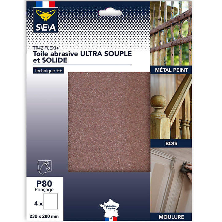 Feuilles abrasives flexibles SEA grain 80, lot de 3