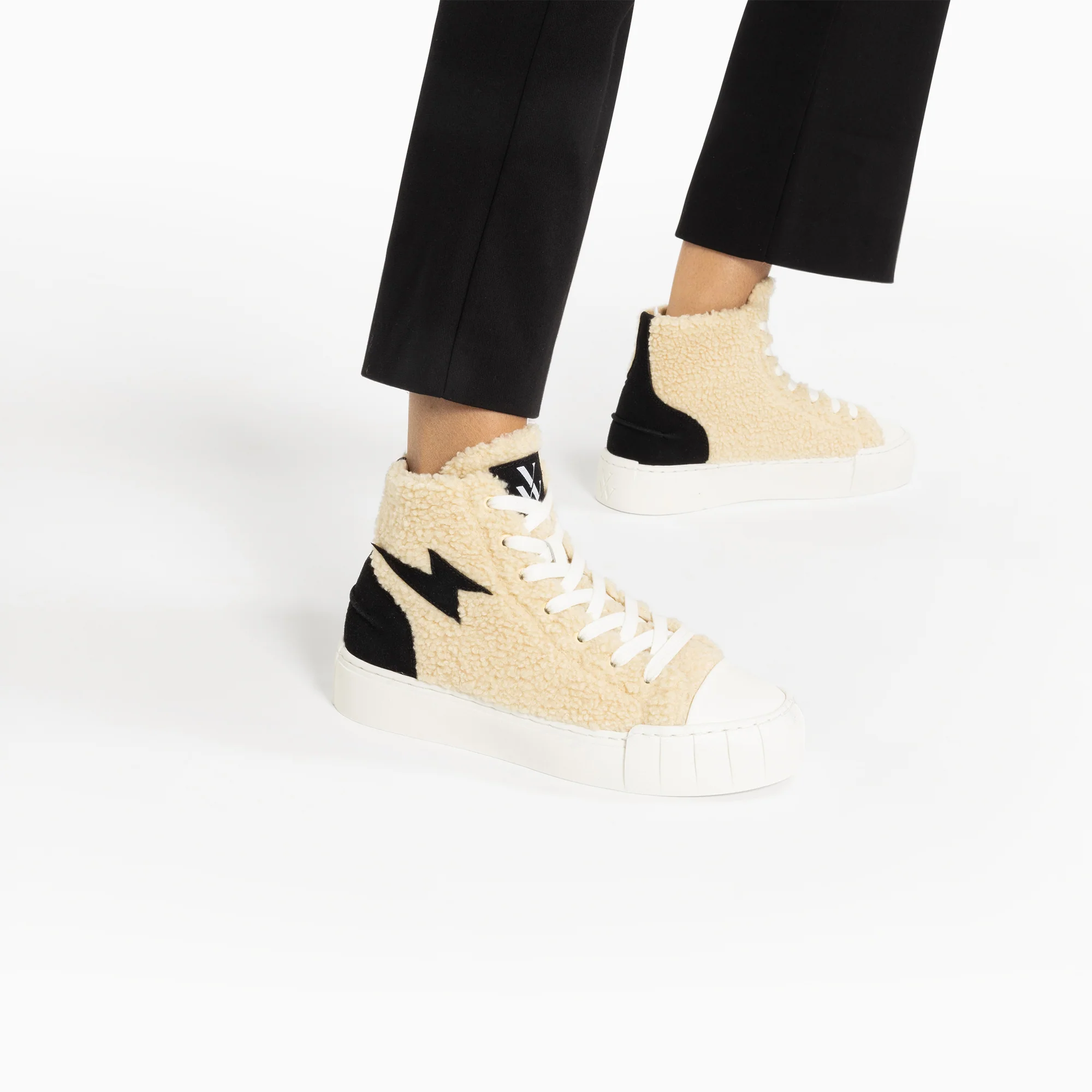 Sneakers-Baskets éclair Alba montantes blanc cassé