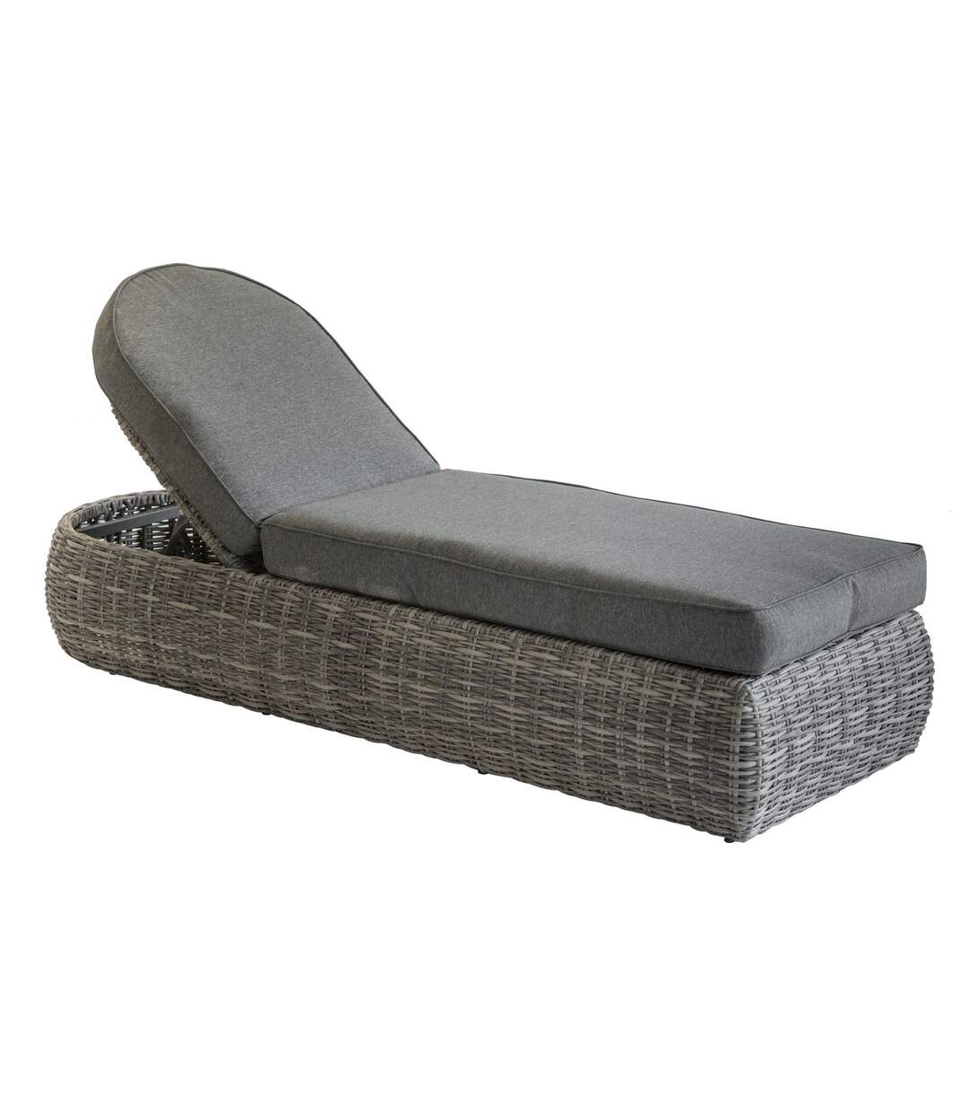 Chaise longue en résine tressée Mooréa - 5 Positions - Gris terre d'ombre