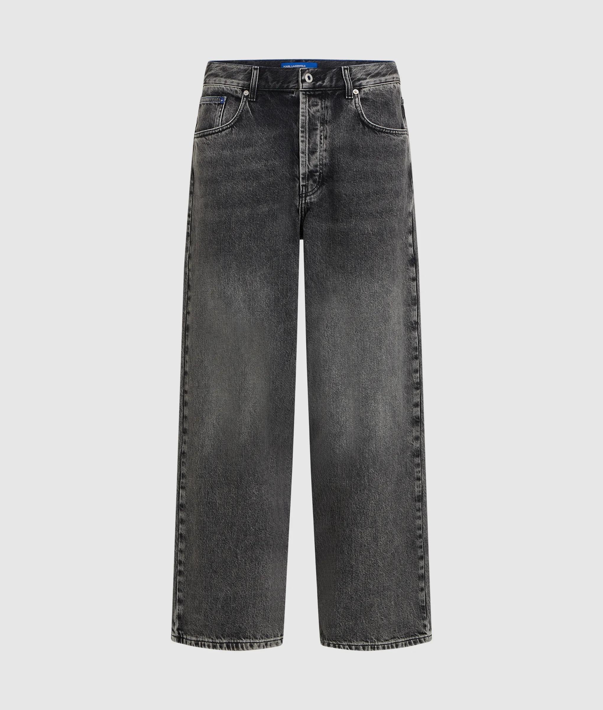 Wijde donkergrijze jeans
