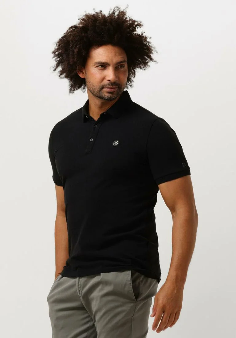 CAST IRON zwarte cast iron polo short sleeve polo organix cotton pique essential