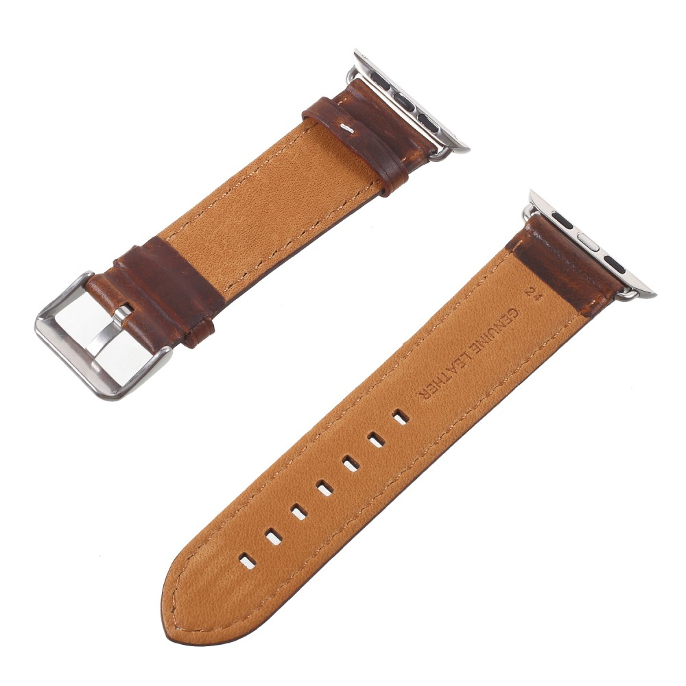 Apple Watch (49/46/45/44 mm) Echtleder Vintage Armband mit Dornschliesse (Gelenkumfang: 180-220mm) - Braun
