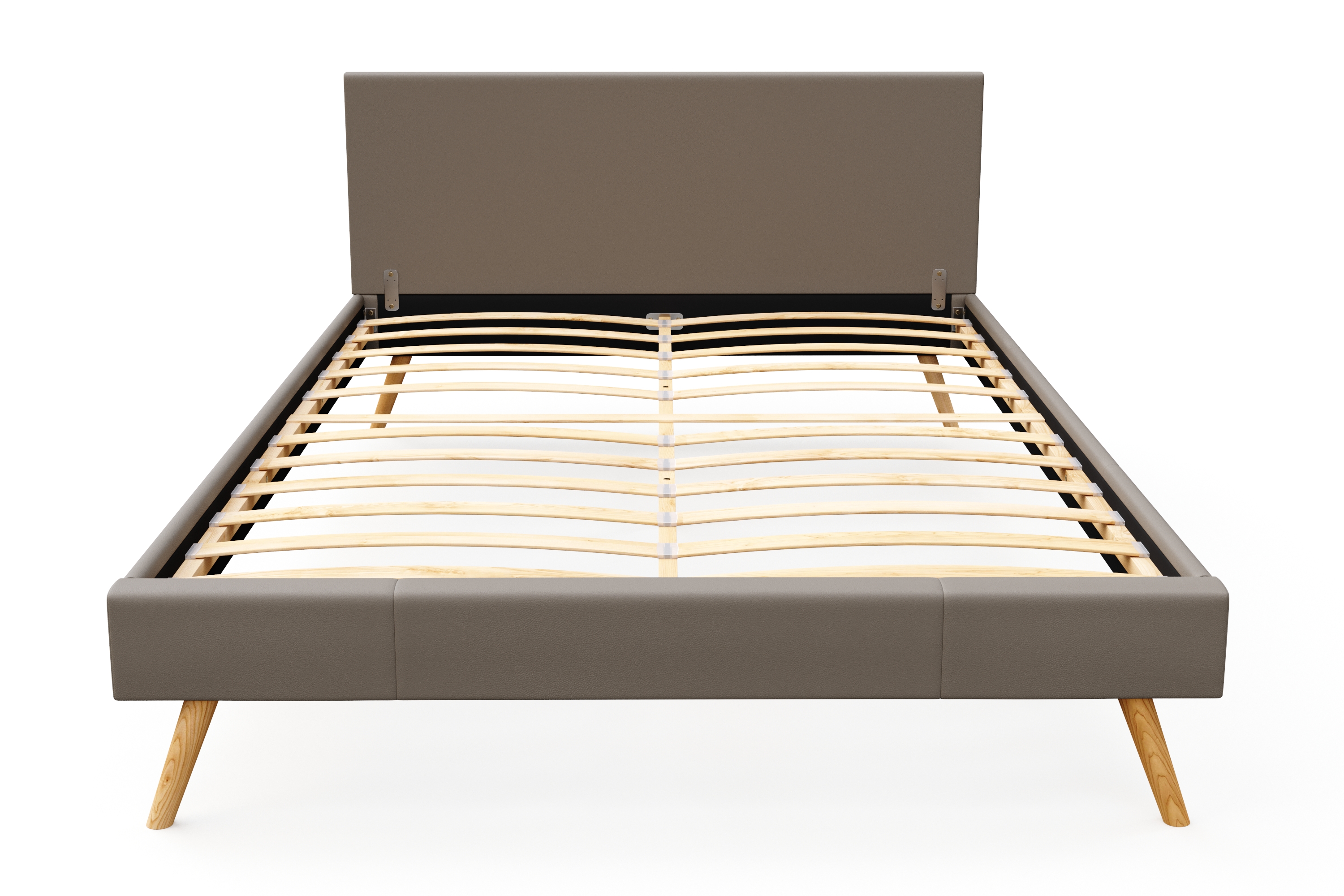 Lederbett ELVAR 140 x 200 cm taupe