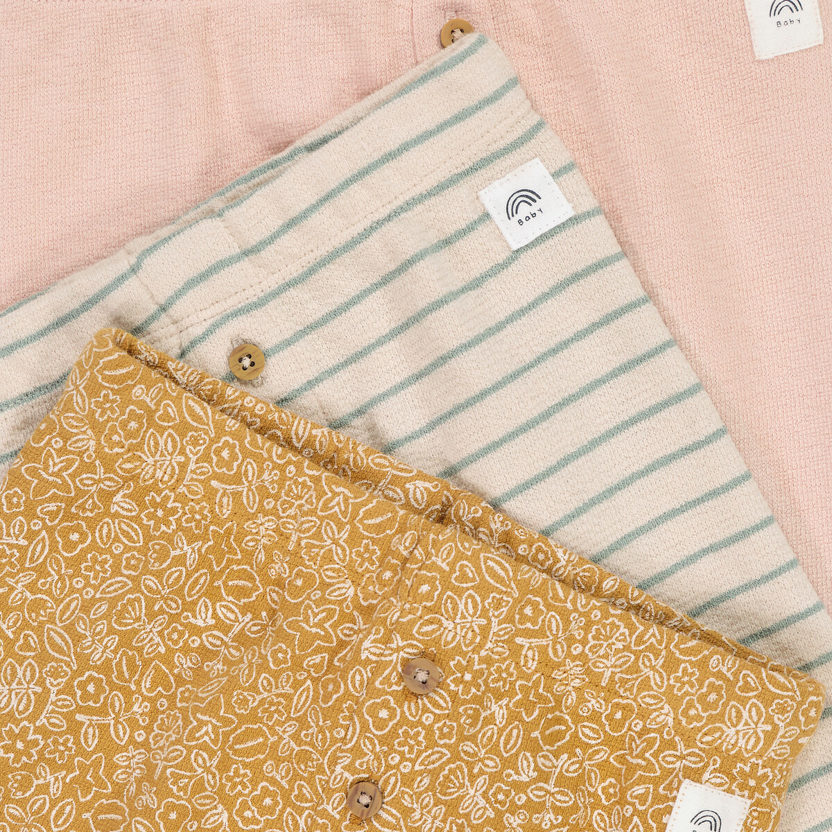 COLEÇÃO LA REDOUTE<br>Conjunto de 3 leggings em algodão fantasia