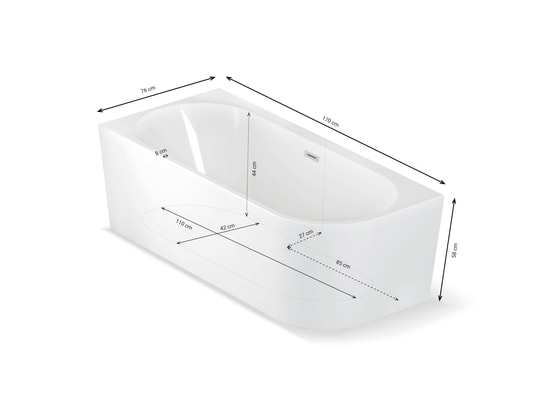SPALINA - Baignoires ilot capri 170 gauche l170 x l76 x h58 cm
