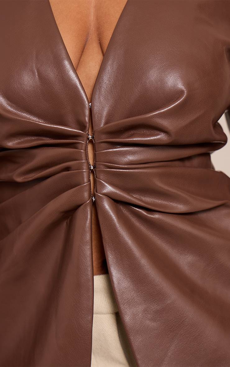 Chocolat Blazer Shape En Synthétique Avec Fronces Sur Le Devant