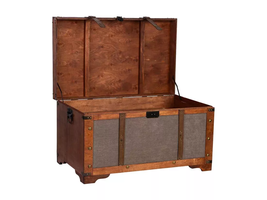 Coffre en bois marron 80x49x45,5