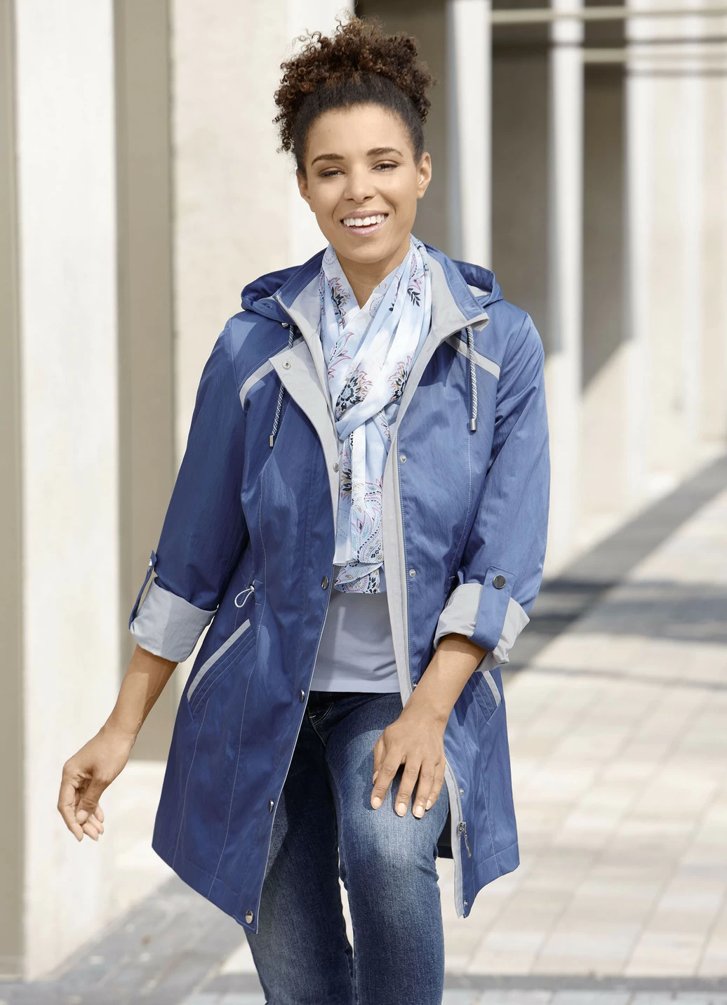Longjacke mit krempelbaren Ärmeln