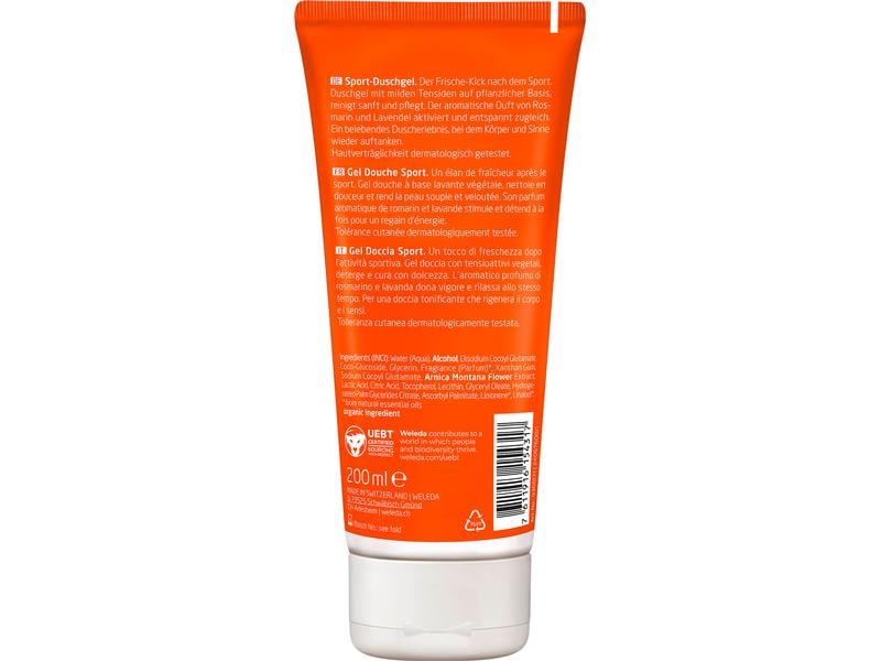 WELEDA Duschgel Sport 200 ml Natürliches Duschgel pflegt und schenkt neue Energie