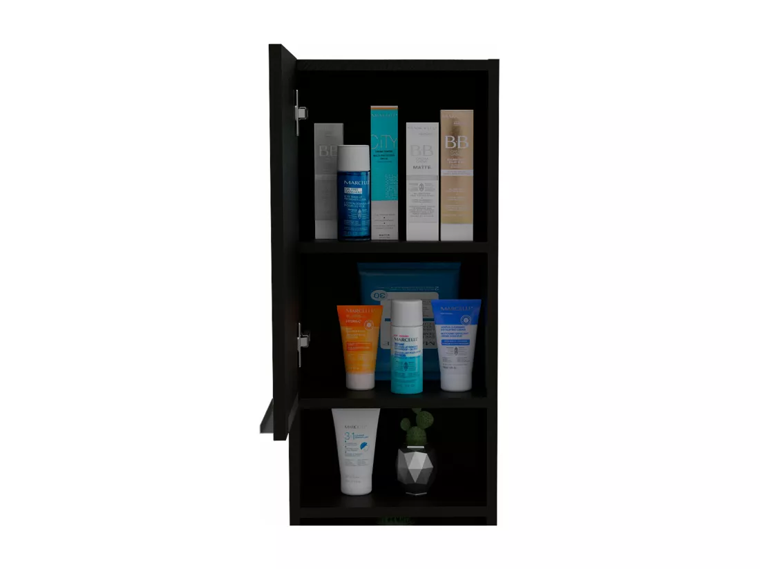 Armoire murale de salle de bain Mila, avec étagères , 81.7cm X 29.99 cm X 25.50 cm , Noir
