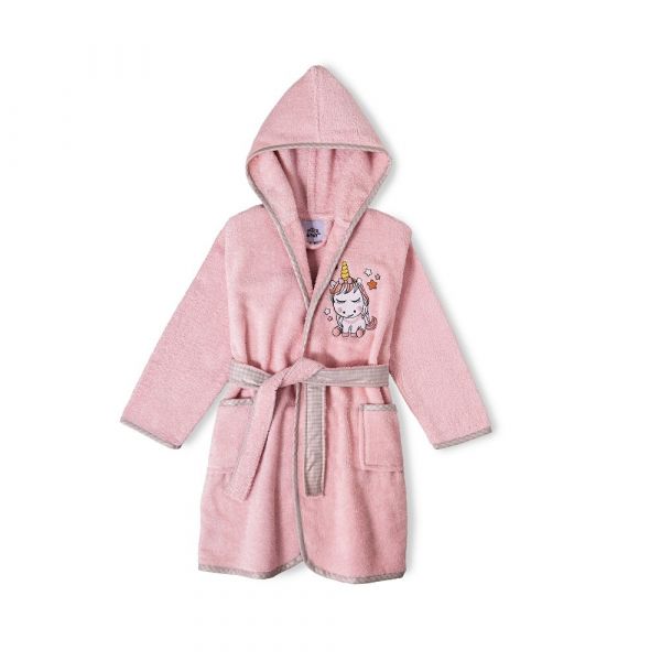 Interbaby Roupão de Banho 100% Terry Algodão T 6 8 Rosa