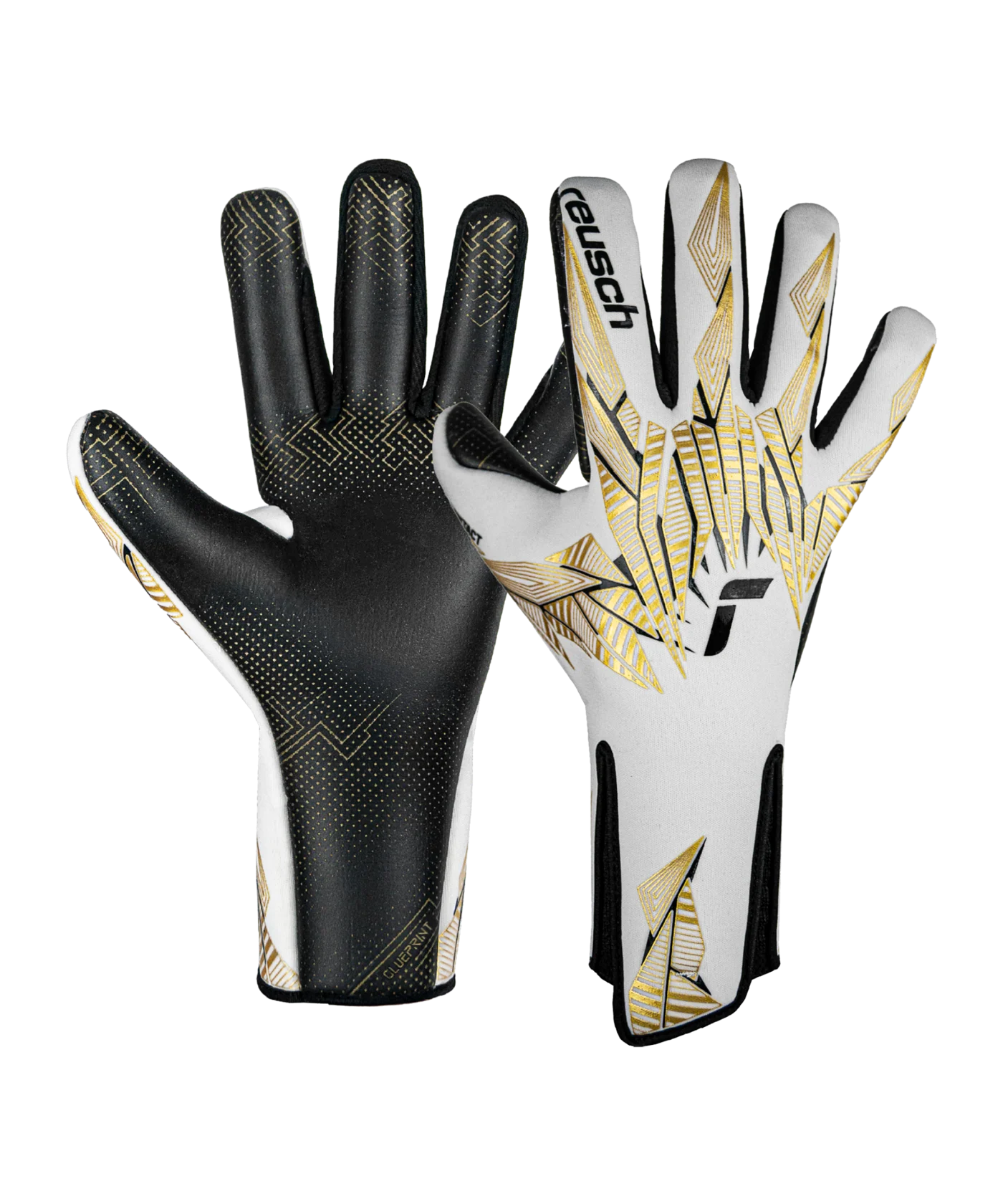 Reusch Pure Contact Gold X GluePrint Strapless TW-Handschuhe Weiss Gold Schwarz F1131