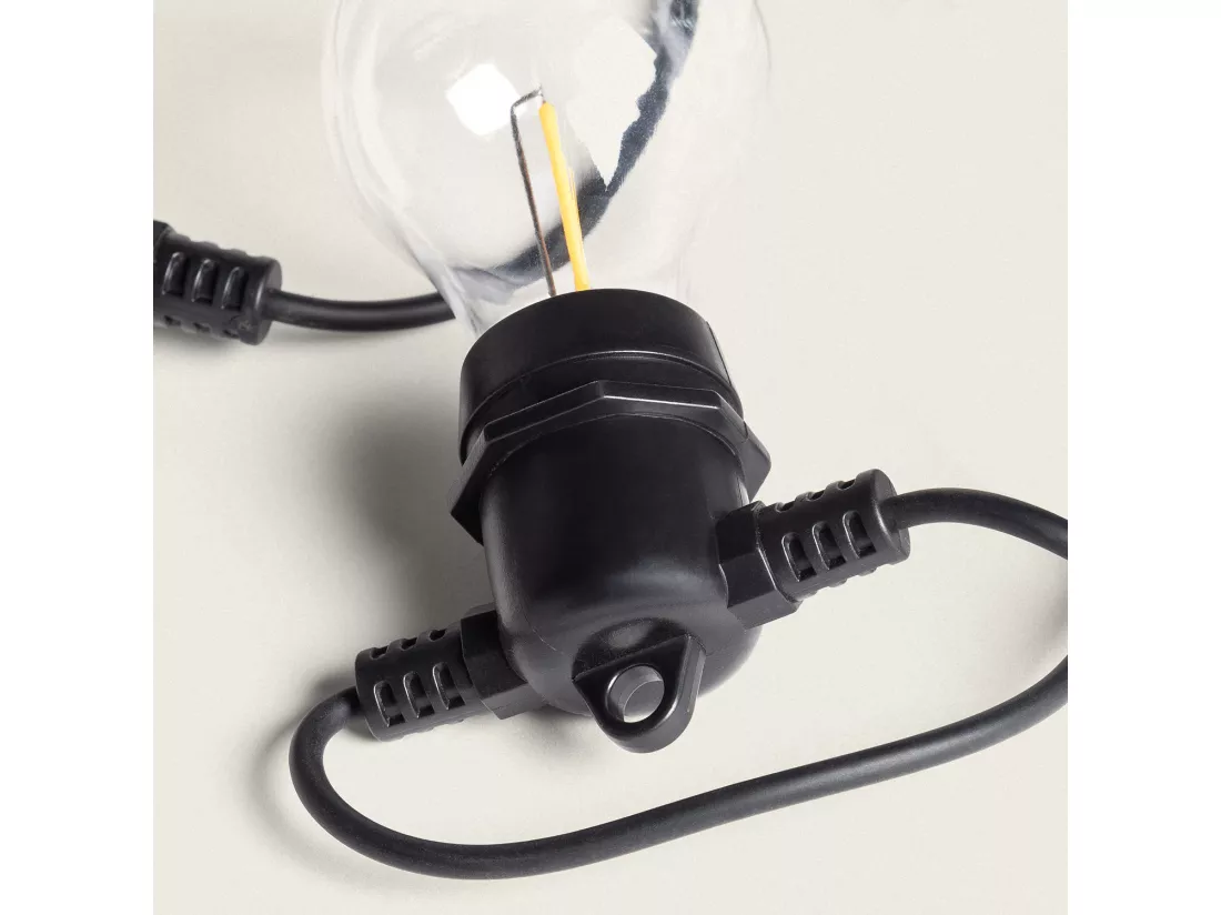 Guirlande Extérieure avec 10m Noire + 10 Ampules Filament LED E27 24V Noir