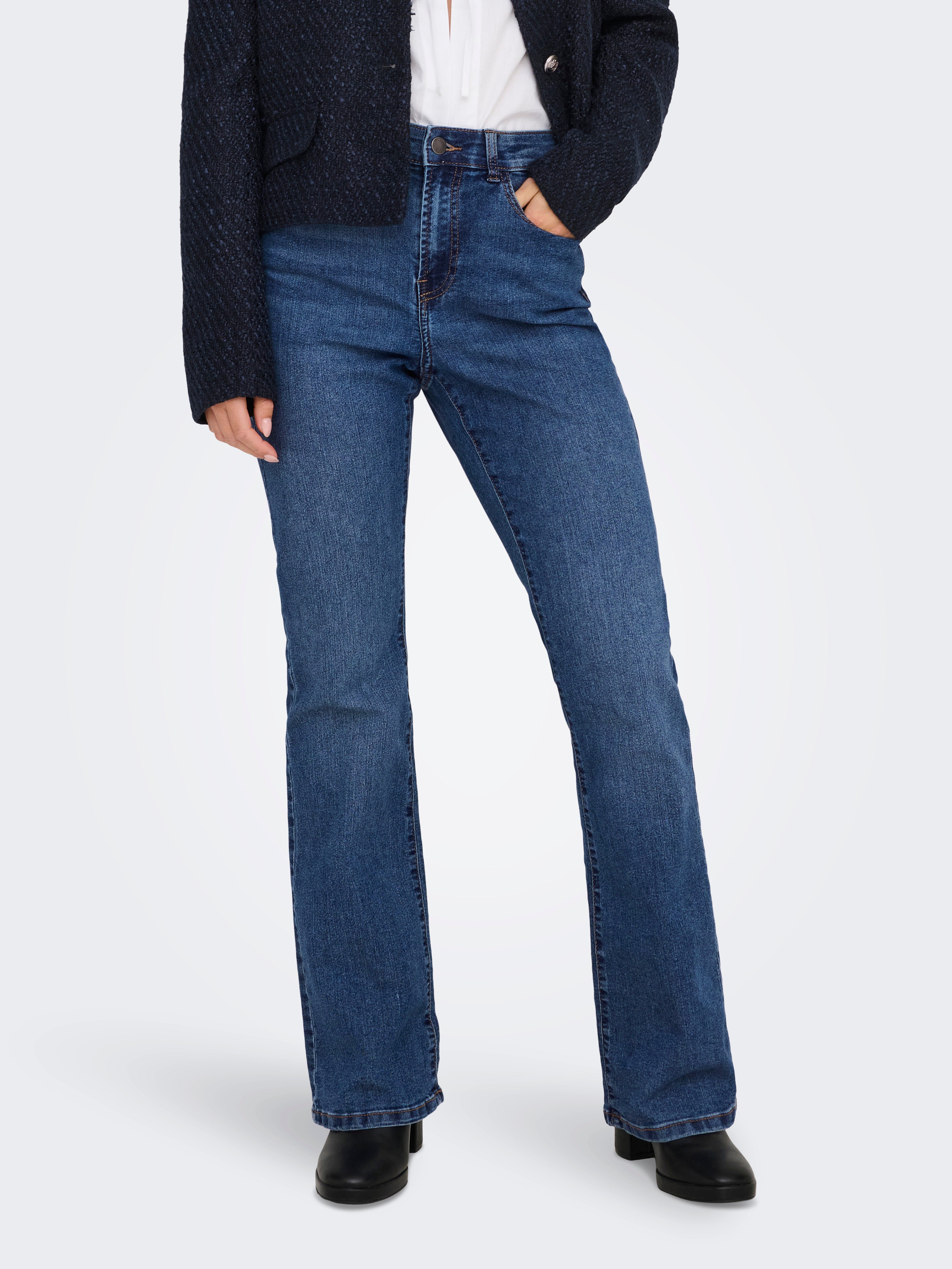 JDYMOON Hohe Taille Ausgestellt Jeans Medium Blue Denim