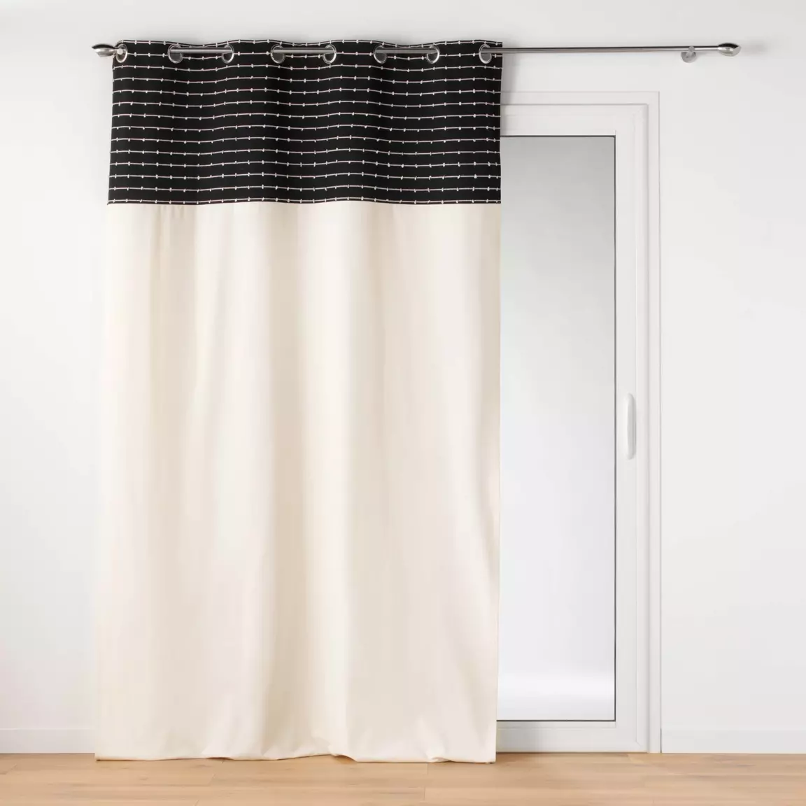 Rideau coton recyclé (140 x 240 cm) Linechic Noir