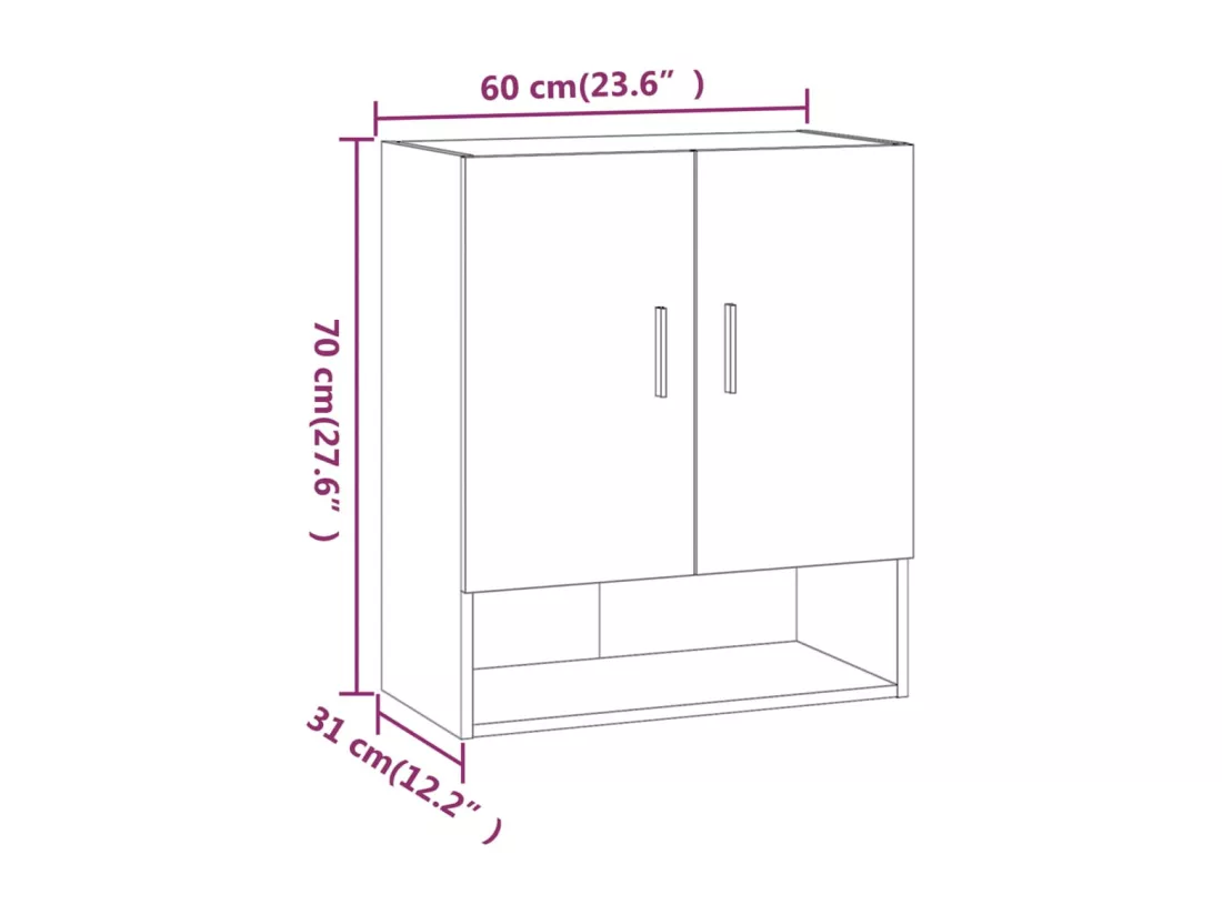 Armoire murale Noir 60x31x70 cm Bois d'ingénierie