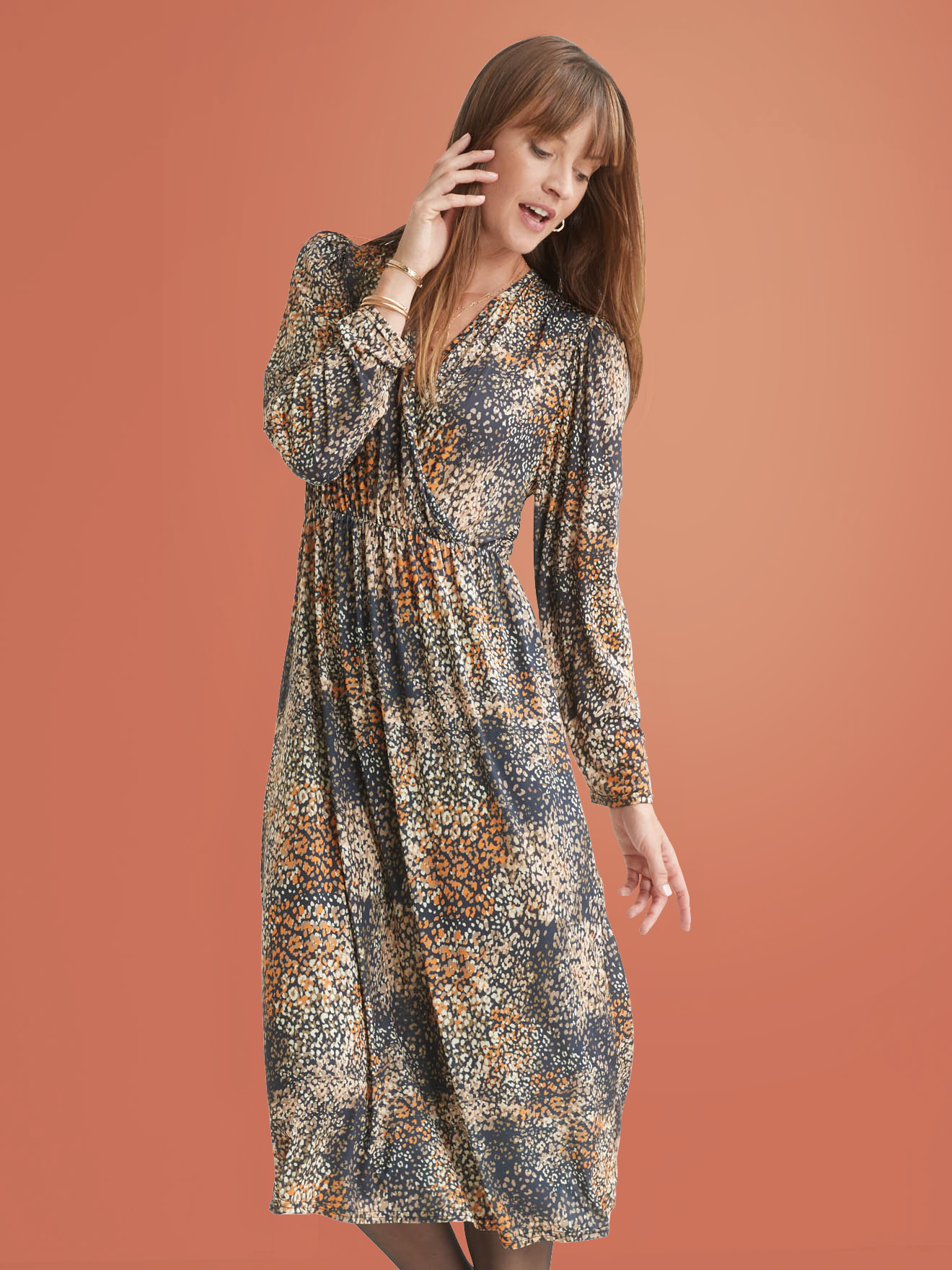 Robe longue en maille fluide